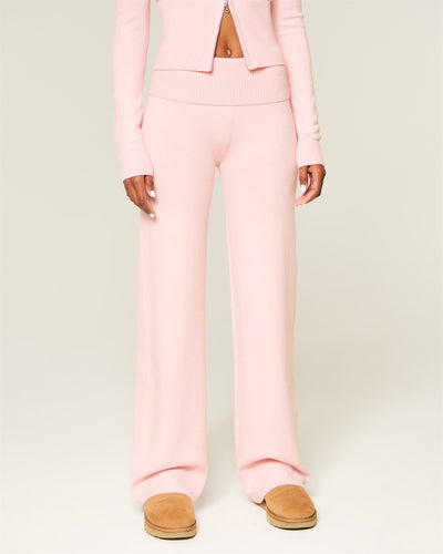 Gilly Hicks Sweater-Knit Foldover Straight Pants