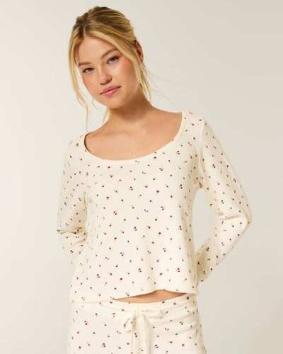 Gilly Hicks Cozy Waffle Long Sleeve Scoop Top
