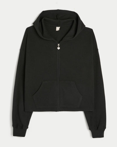 Relaxed Waffle Zip-Up Hoodie