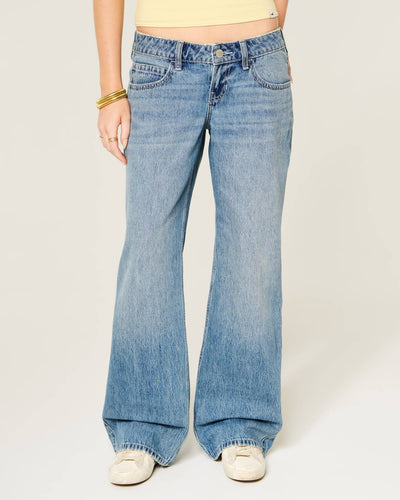 Ultra Low-Rise Medium Wash Baggy Jeans